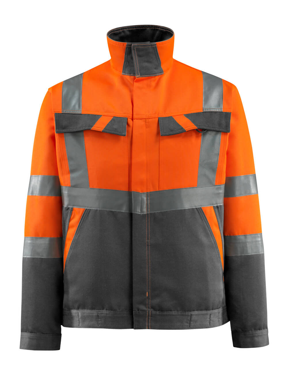 MASCOT® Forster SAFE LIGHT Jacke, zweifarbige Warnschutzjacke in Hi-vis Orange/Dunkelanthrazit 2XL mit breiten Reflexstreifen vorne