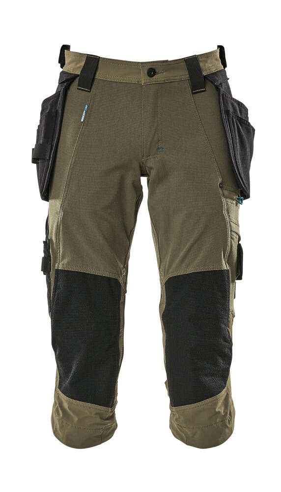 MASCOT® ADVANCED Dreiviertel-Hose mit Hängetaschen, robuste Arbeitsbundhose in Hellkhaki C66 mit Verstärkungen und vielen Taschen