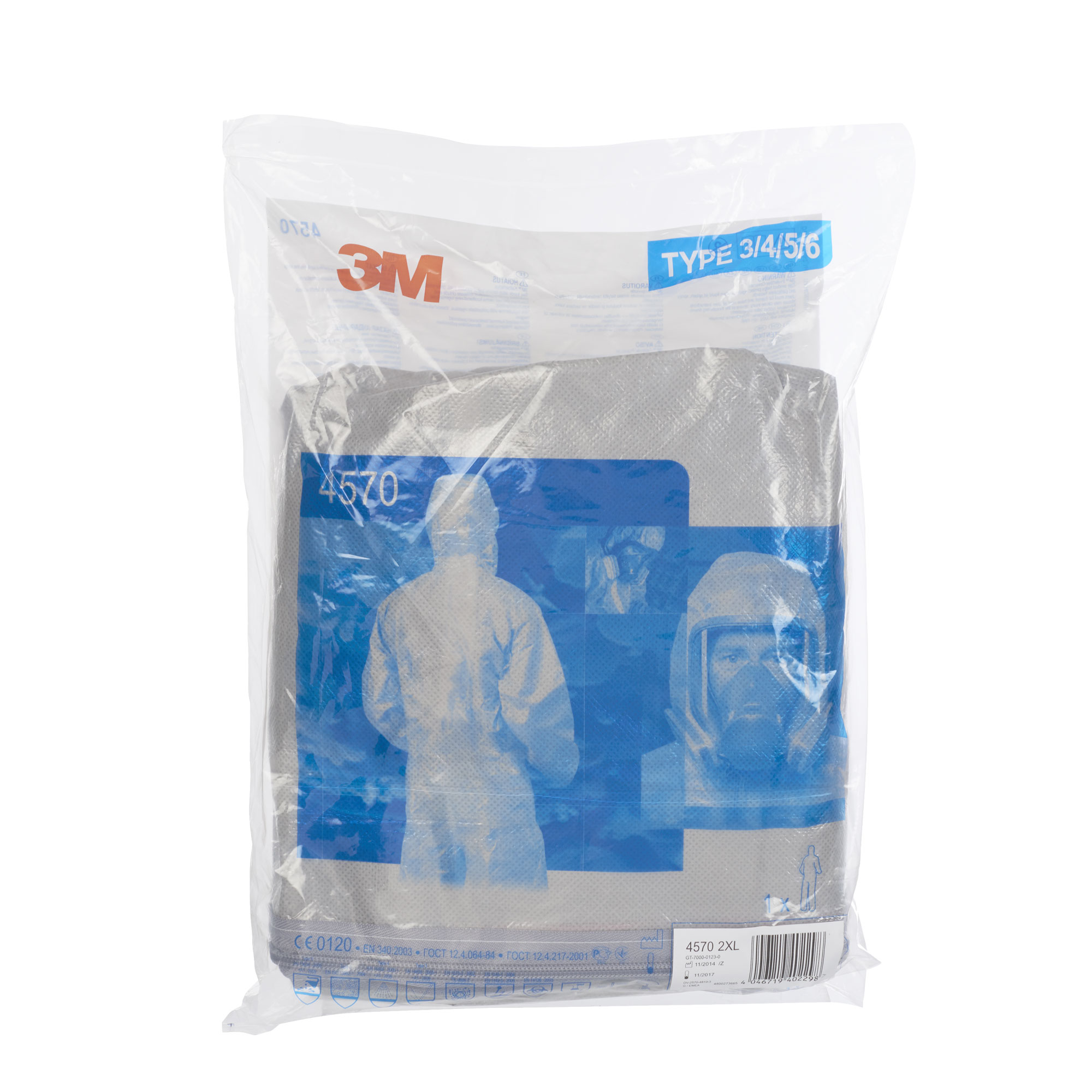 3M Schutzanzug 4570XL Grau Typ 3/4/5/6 Größe XL in Verpackun