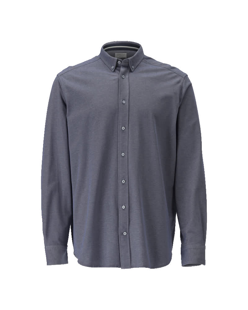 MASCOT® FRONTLINE Hemd Corporate Casual in Blau-meliert, Größe 39-40, langärmeliges Herrenhemd mit Knopfleiste und Button-down-Kragen