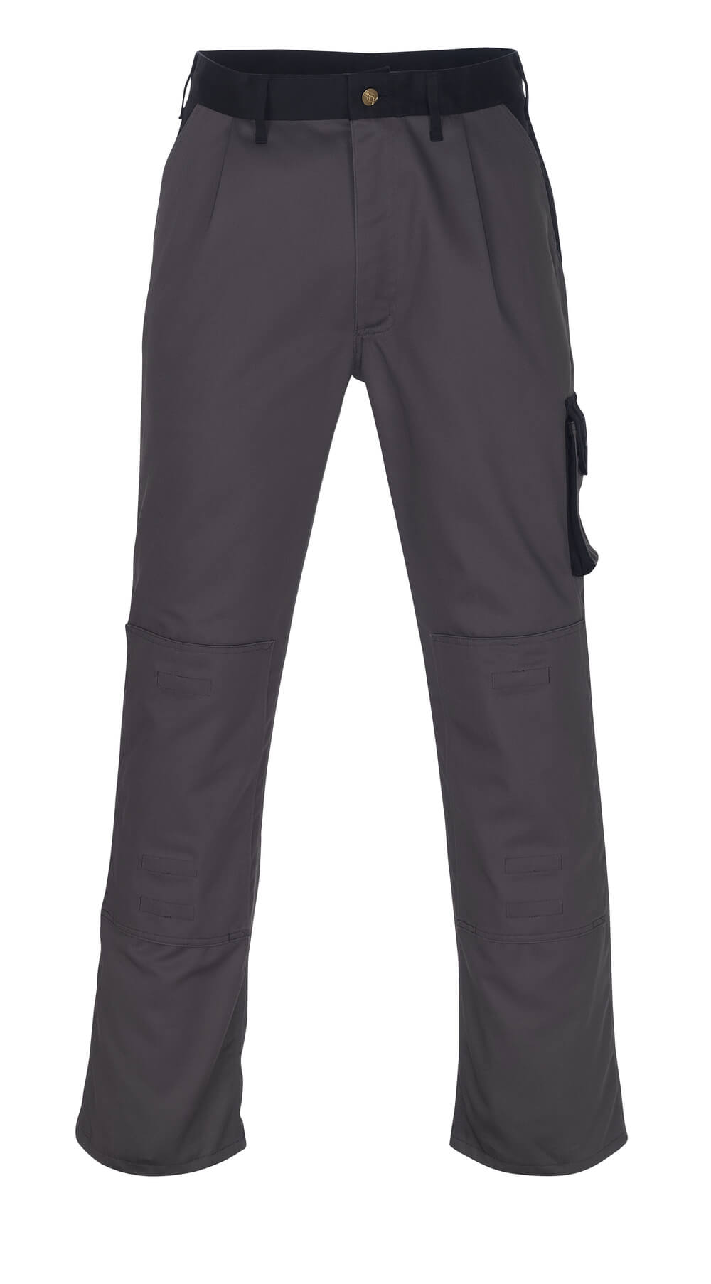 Vorderansicht der zweifarbigen MASCOT® Torino IMAGE Hose mit Knietaschen in Schwarz/Anthrazit, Größe 82C64, robuste Arbeitsbekleidung