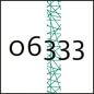 Quadratisches Bild mit der schwarzen Zahl 06333 vor weißem Hintergrund und einem senkrechten türkisfarbenen Linienmuster in der Mitte
