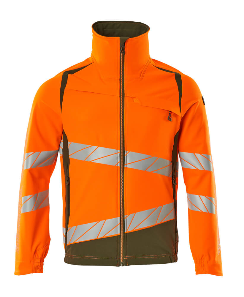 MASCOT® ACCELERATE SAFE Jacke, zweifarbige Warnschutzjacke in Hi-Vis Orange/Dunkelpetroleum mit reflektierenden Streifen, Größe S