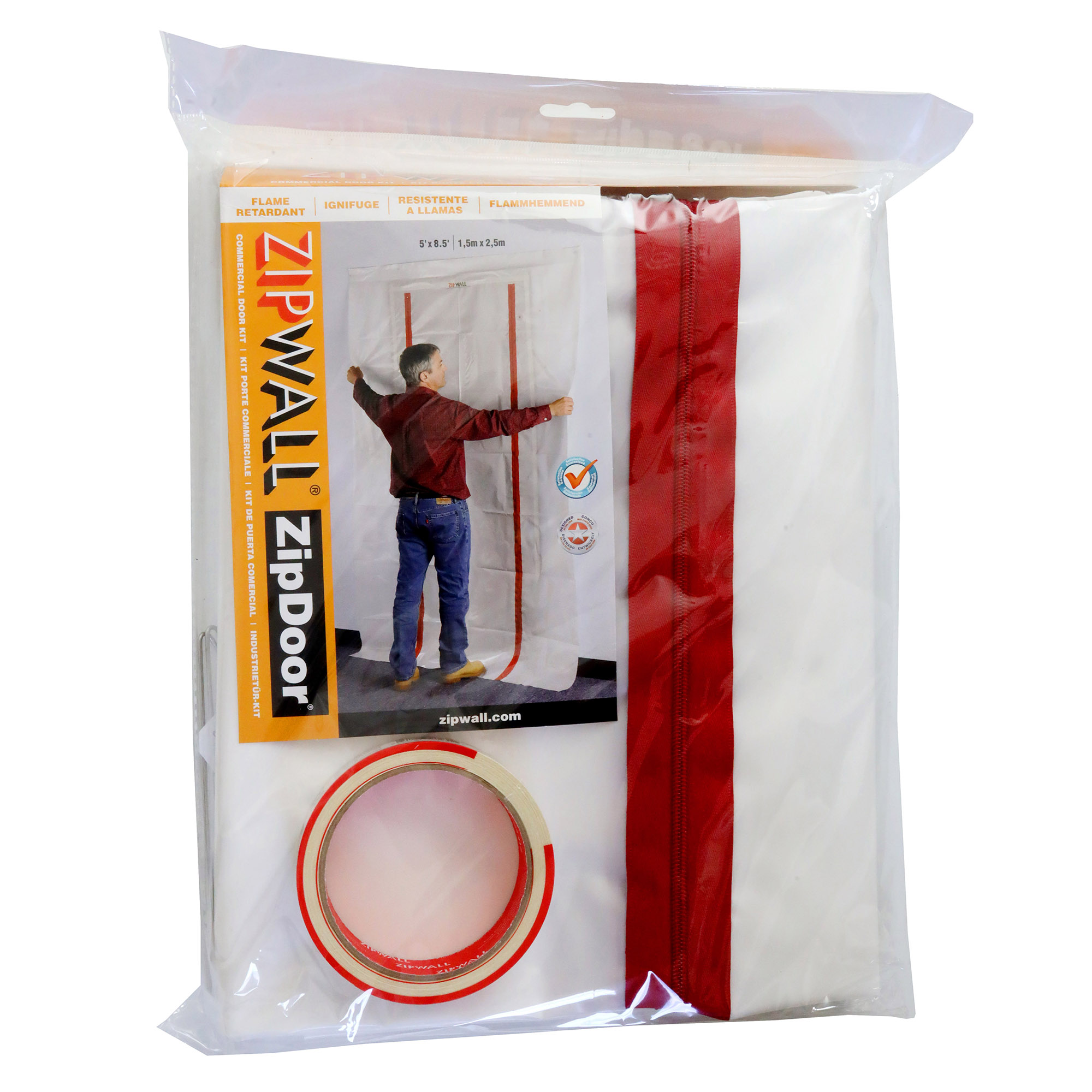 ZipWall Staubschutztür B1 breit mit Reißverschluss und Klebe