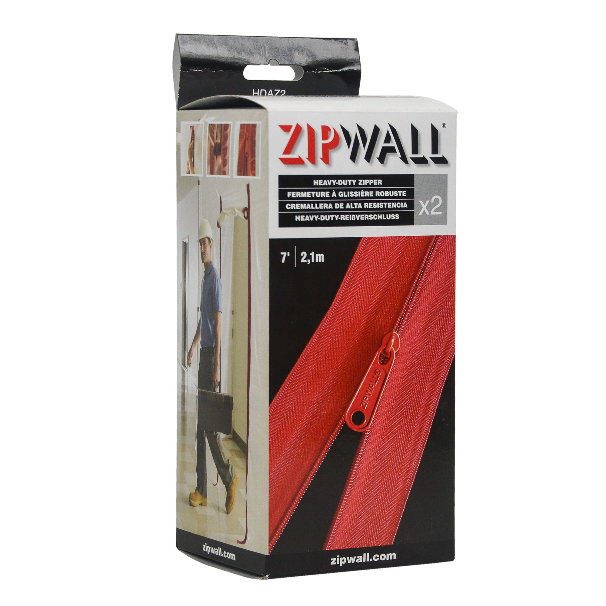 ZipWall selbstklebende rote Reißverschlüsse 2er Set mit Mess