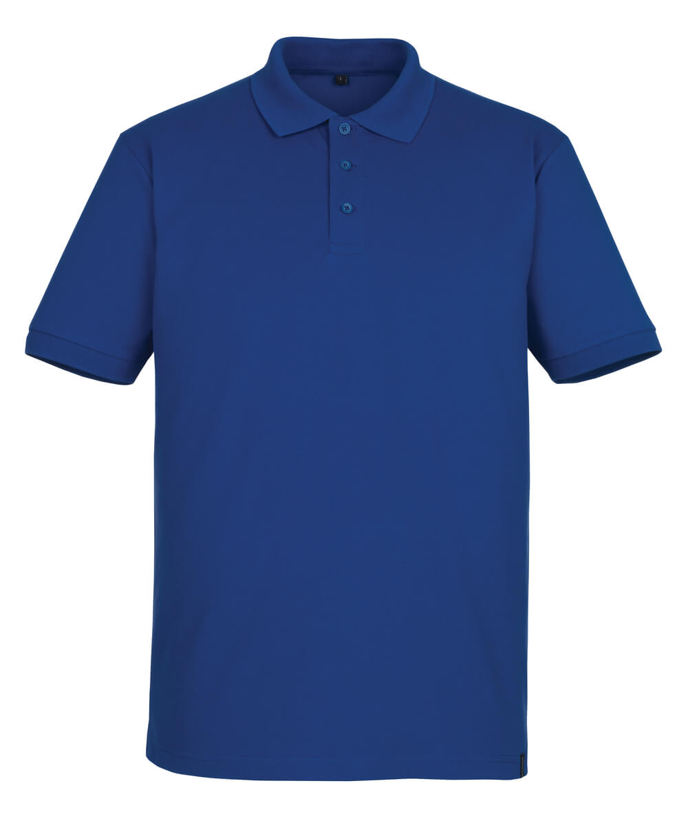 Kornblaues MASCOT® Soroni CROSSOVER Polo-Shirt in Größe 2XL für professionelle Arbeitsbekleidung, Frontansicht mit Kragen und Knopfleiste
