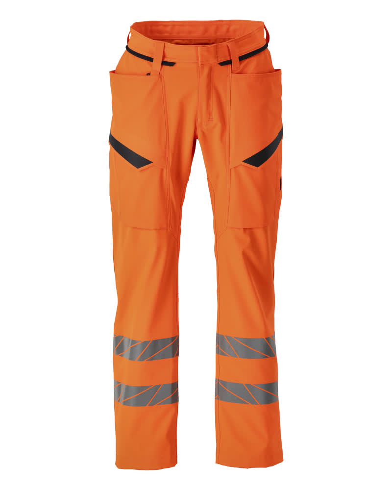 MASCOT® ACCELERATE SAFE Warnschutzhose in Hi-Vis Orange mit Schenkeltaschen, reflektierenden Streifen, leichtem 4-Wege-Stretch und wasserabweisendem Finish