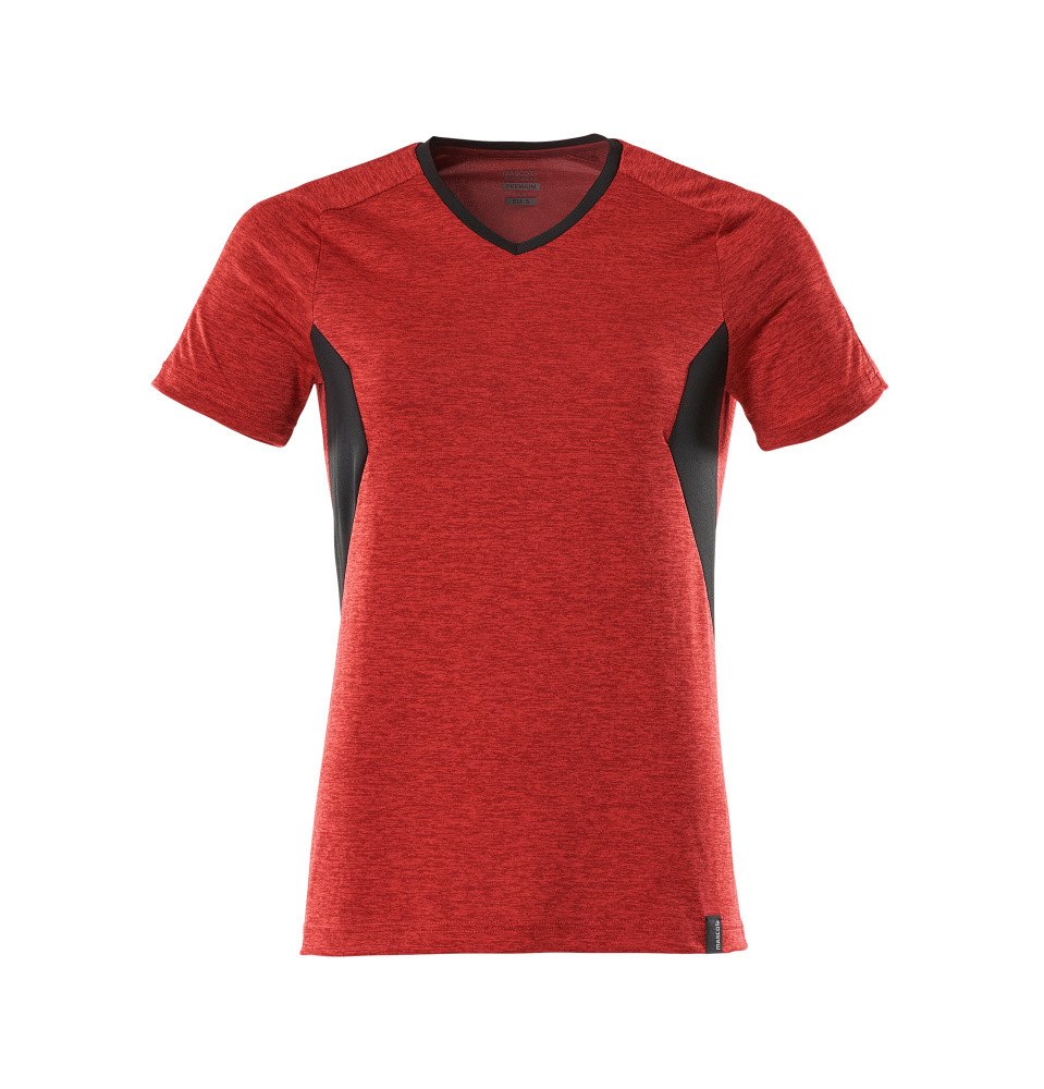 MASCOT® ACCELERATE T-Shirt für Damen in verkehrsrot meliert mit schwarzen Einsätzen, Größe 2XLONE, bequeme Arbeitsbekleidung
