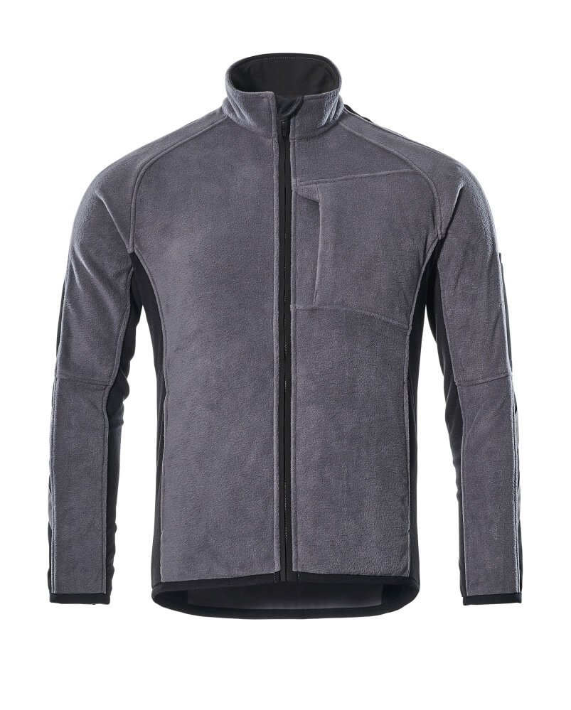 MASCOT® Hannover UNIQUE Fleecejacke in Anthrazit/Schwarz, Größe 2XL, warme Winter-Arbeitsjacke mit Reißverschluss und hohem Kragen