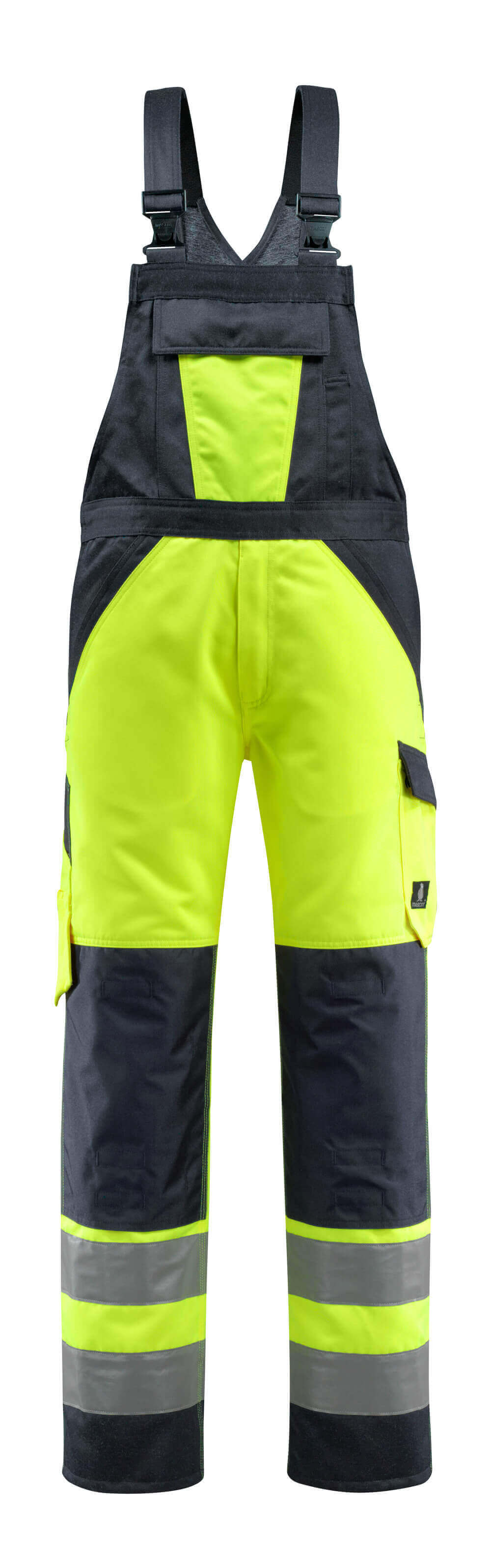 MASCOT® Gosford SAFE LIGHT Latzhose mit Knietaschen in zweifarbiger Warnschutz-Ausführung, hi-vis mit Reflexstreifen für bessere Sichtbarkeit und Arbeitssicherheit
