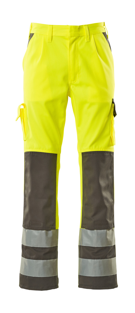 MASCOT® Olinda SAFE COMPETE Warnschutzhose mit Knietaschen, zweifarbig Hi-vis Gelb/Anthrazit 76C44, reflektierende Workwear-Hose
