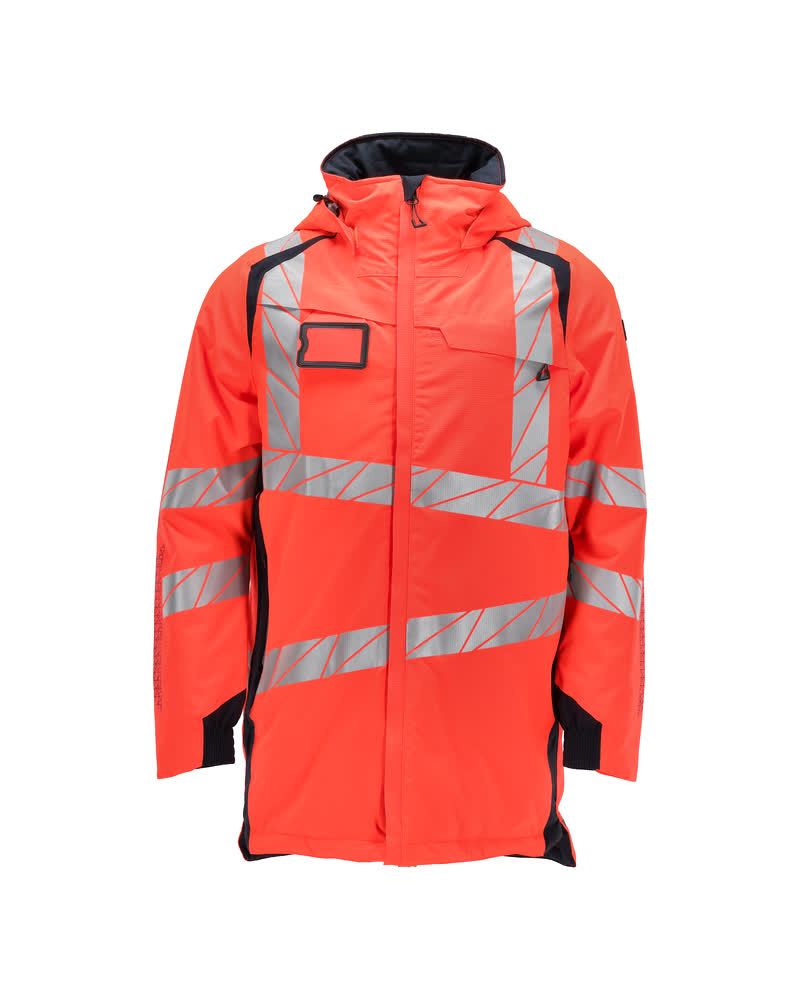 MASCOT® ACCELERATE SAFE Parka, zweifarbige Winterwarnschutzjacke in Hi-vis Rot/Schwarzblau 2XL mit Reflexstreifen für hohe Sichtbarkeit