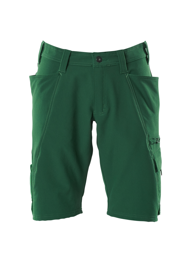 MASCOT® ACCELERATE Shorts Arbeitsbekleidung in Grün, robuste kurze Arbeitshose mit Taschen und Gürtelschlaufen für Handwerk und Baustelle