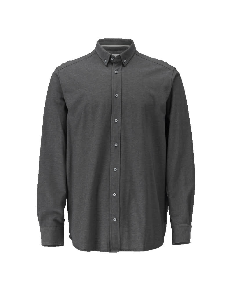 MASCOT® FRONTLINE Hemd in Dunkelanthrazit/Hellgrau-meliert, langärmeliges Corporate-Casual-Hemd mit Button-down-Kragen, Stretch und klassischer, großzügiger Passform
