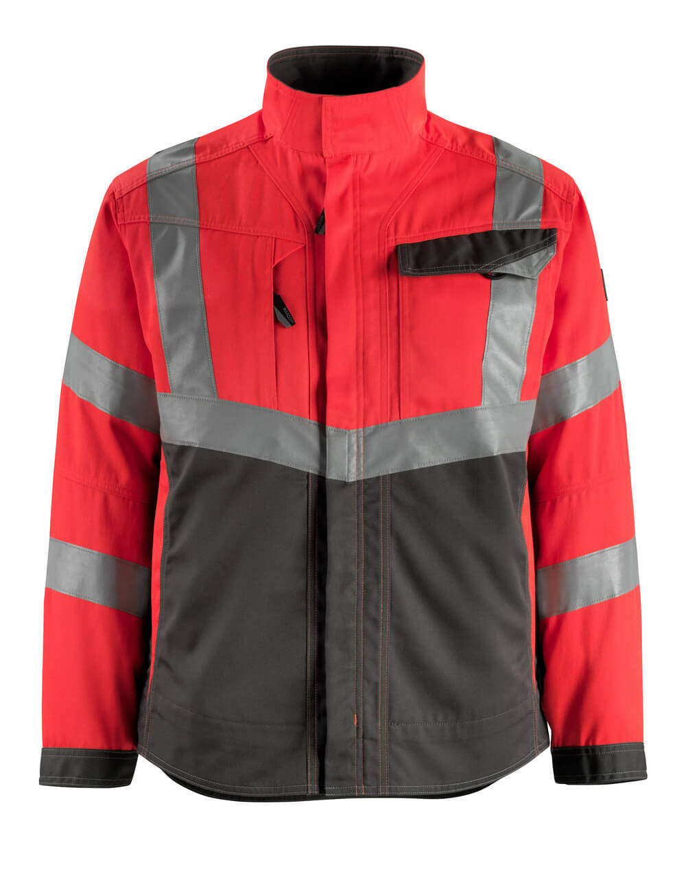 MASCOT® Oxford SAFE SUPREME Jacke, zweifarbige Warnschutzjacke in Hi-vis Rot/Dunkelanthrazit 2XL mit Reflexstreifen für hohe Sichtbarkeit