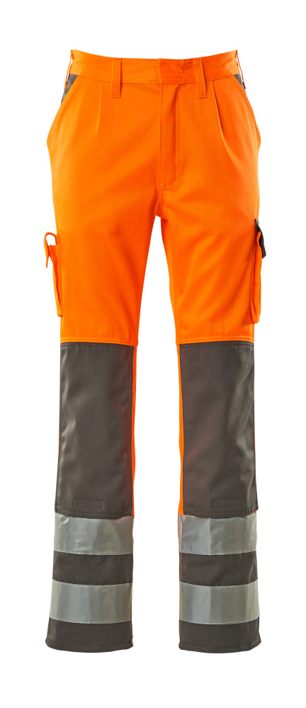 MASCOT® Olinda SAFE COMPETE Warnschutzhose mit Knietaschen, zweifarbig Hi-vis Orange/Anthrazit 76C44, reflektierende Streifen, Arbeitsbekleidung