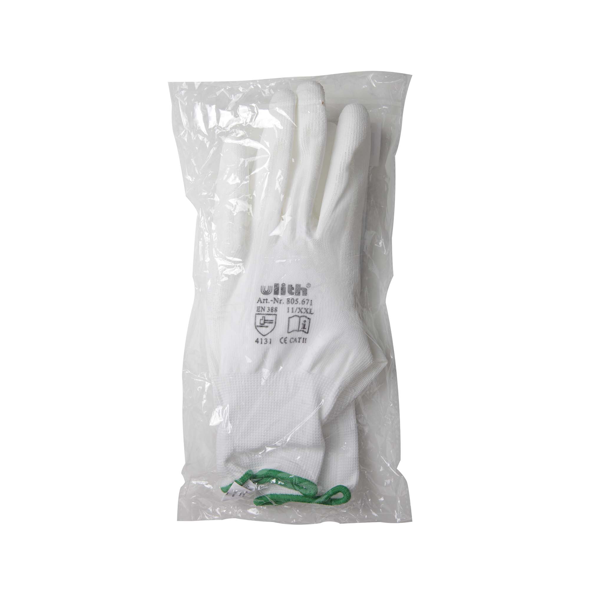 Zero Dust Arbeitshandschuhe PU/Nylon Feinstrick weiß Gr. 11