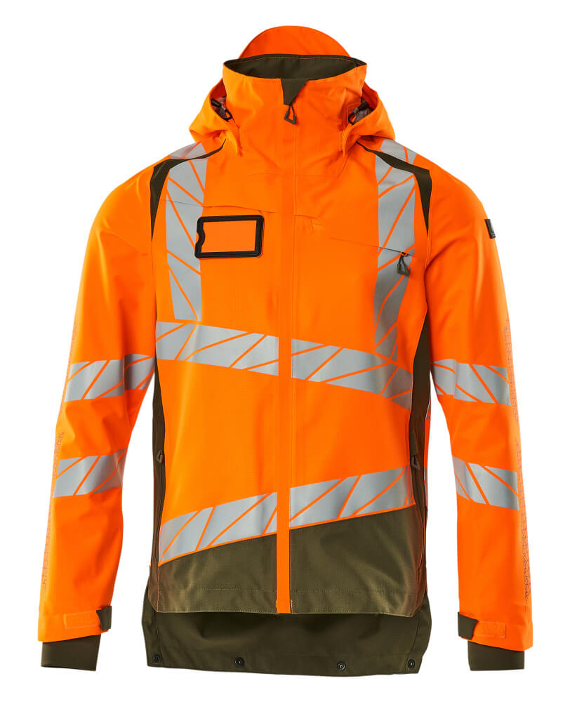 MASCOT® ACCELERATE SAFE Hardshelljacke, zweifarbige Winterwarnschutzbekleidung in Hi-Vis Rot/Dunkelanthrazit mit reflektierenden Streifen, Modell M