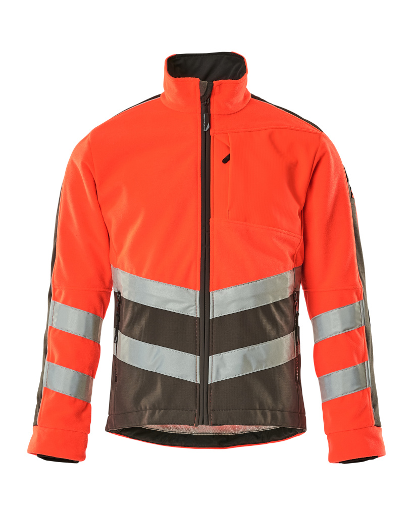 MASCOT® Sheffield SAFE SUPREME Fleecejacke, zweifarbig in Hi-Vis Rot/Dunkelanthrazit, Größe 2XL, reflektierende Winterwarnschutzjacke mit Reißverschluss und Reflexstreifen