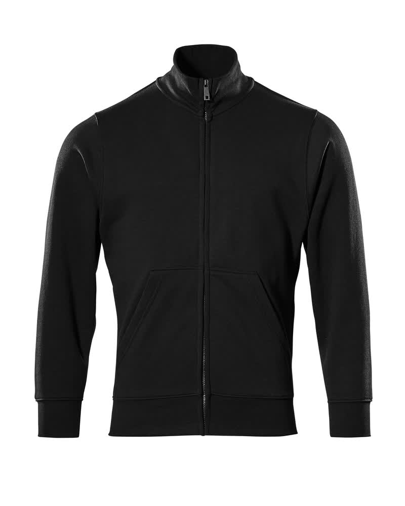 Vorderansicht des MASCOT® Lavit CROSSOVER Sweatshirts mit Reißverschluss in Vollschwarz, Arbeitsbekleidung in Größe 2XL