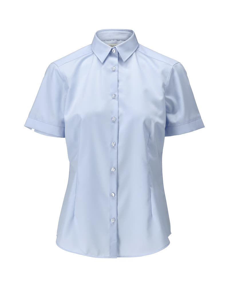 MASCOT® FRONTLINE Hemd Corporate Casual für Damen in Weiß, Größe 40, taillierte Kurzarm-Bluse mit Knopfleiste und Kragen