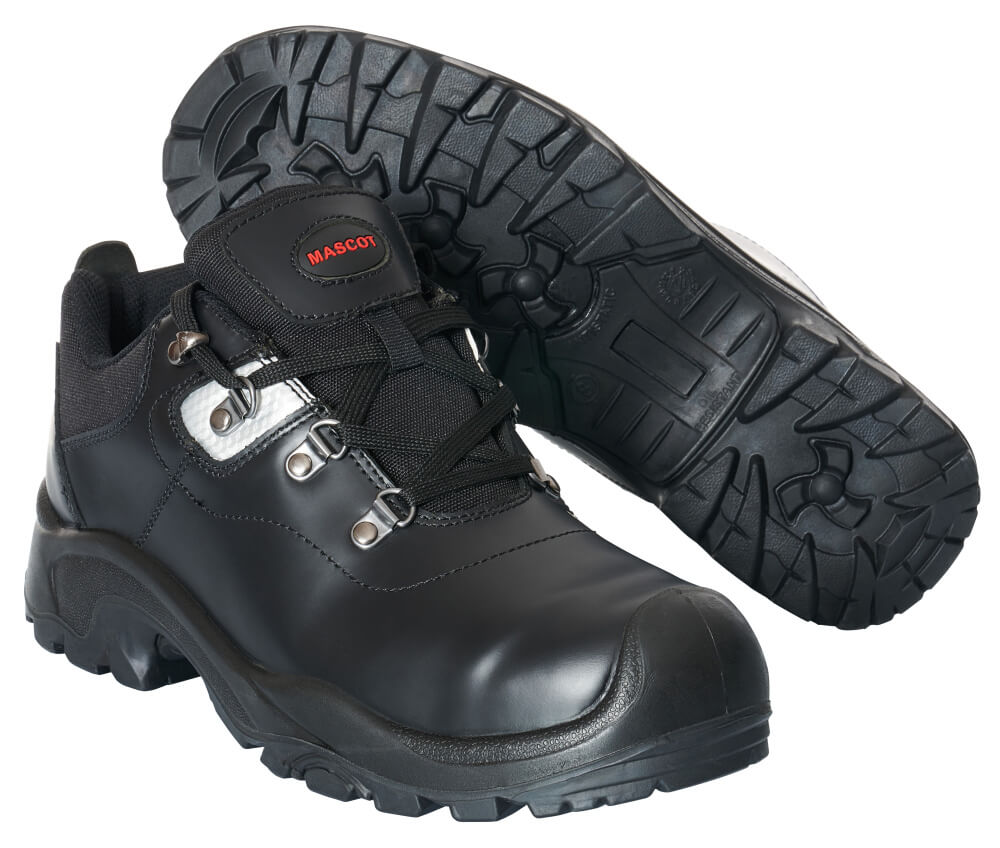 Schwarze MASCOT® FOOTWEAR INDUSTRY Sicherheitsschuhe mit Schnürverschluss, Komposit-Zehenschutzkappe, Mittelfußschutz und extrem rutschhemmender PU/Gummi-Laufsohle