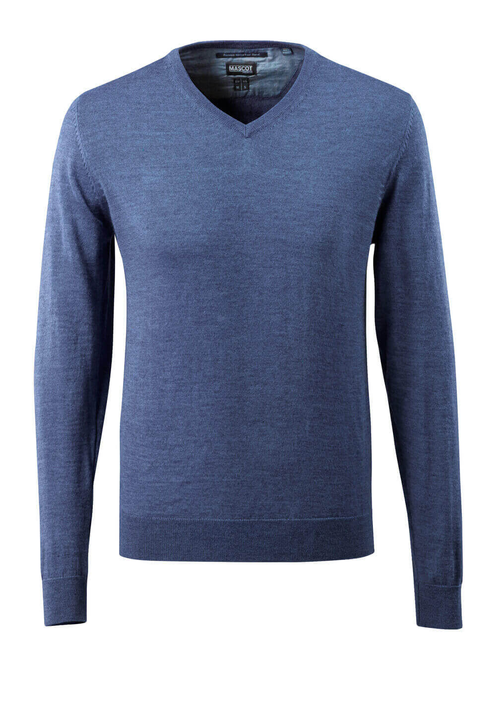 Produktabbildung MASCOT® FRONTLINE Strickpullover Corporate Casual in Blau-meliert, Größe 2XL, langarm mit V-Ausschnitt