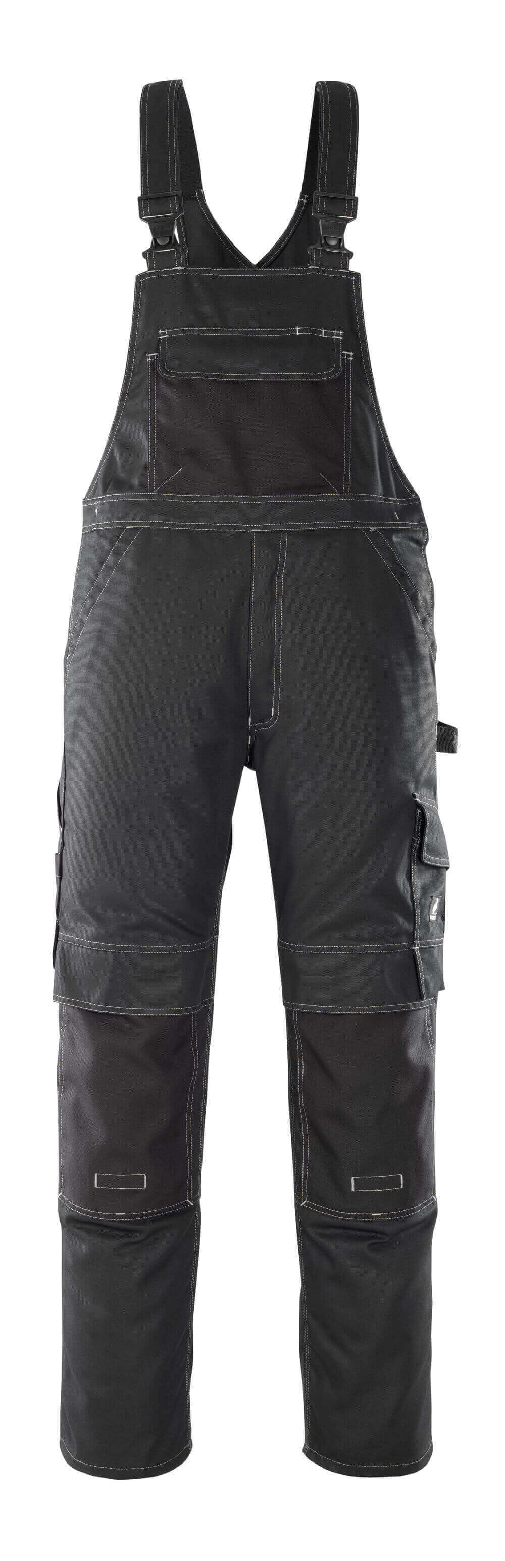 MASCOT® Orense HARDWEAR Latzhose mit Knietaschen, robuste schwarze Arbeitslatzhose mit vielen Taschen, Modell 76C46