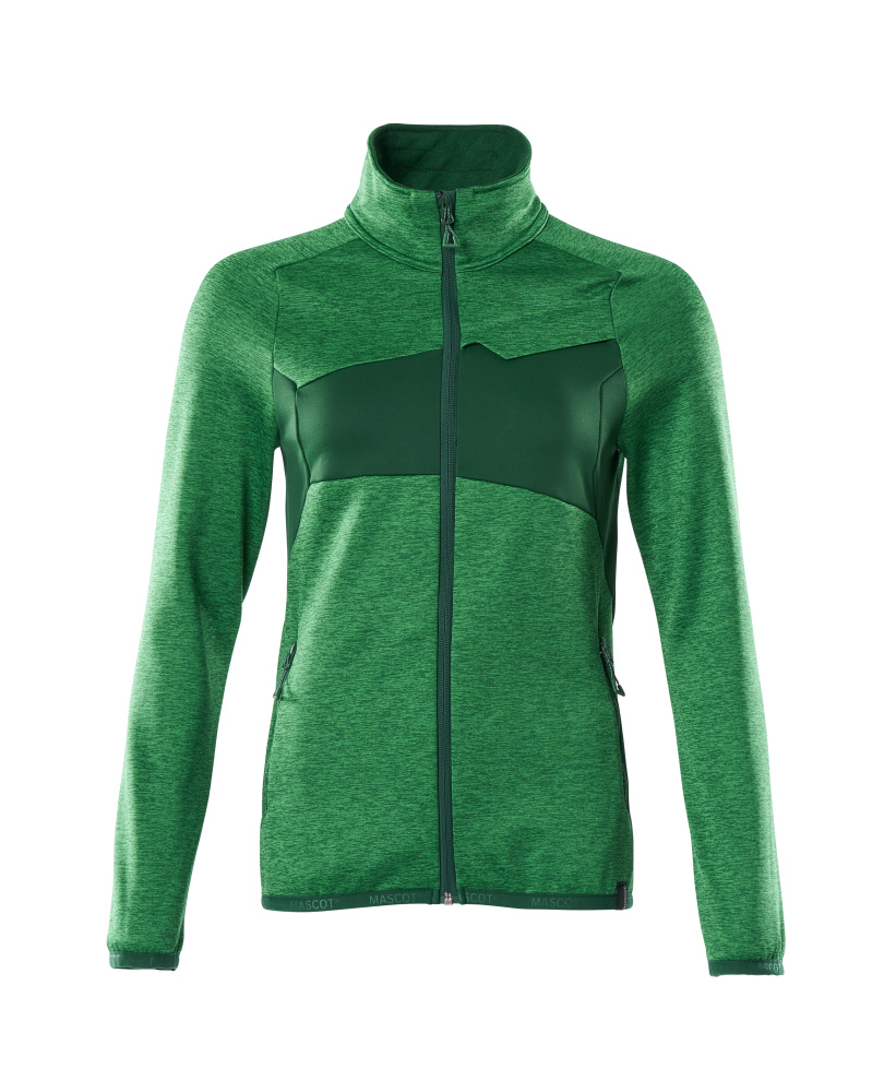 MASCOT® ACCELERATE Fleecejacke in grasgrün/grün, Damenpassform 2XL, wärmende Arbeitsjacke mit Frontreißverschluss und Taschen