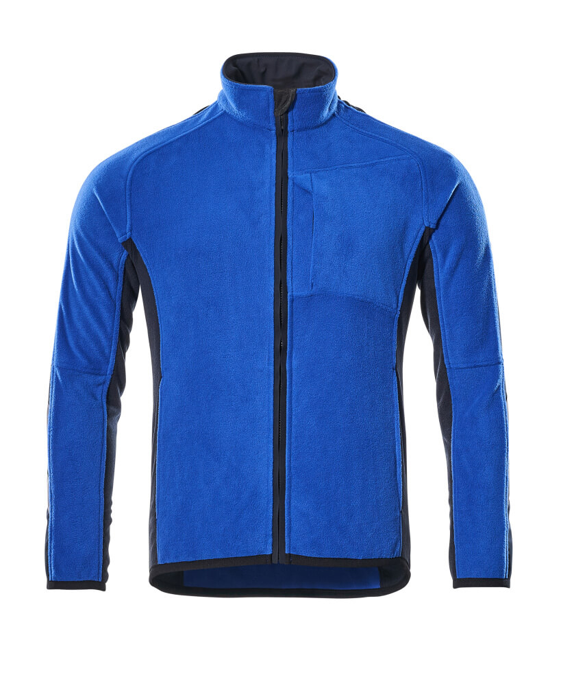 MASCOT® Hannover UNIQUE Fleecejacke in Kornblau/Schwarzblau, warme Winterbekleidung in Größe 2XL mit Frontreißverschluss und Stehkragen