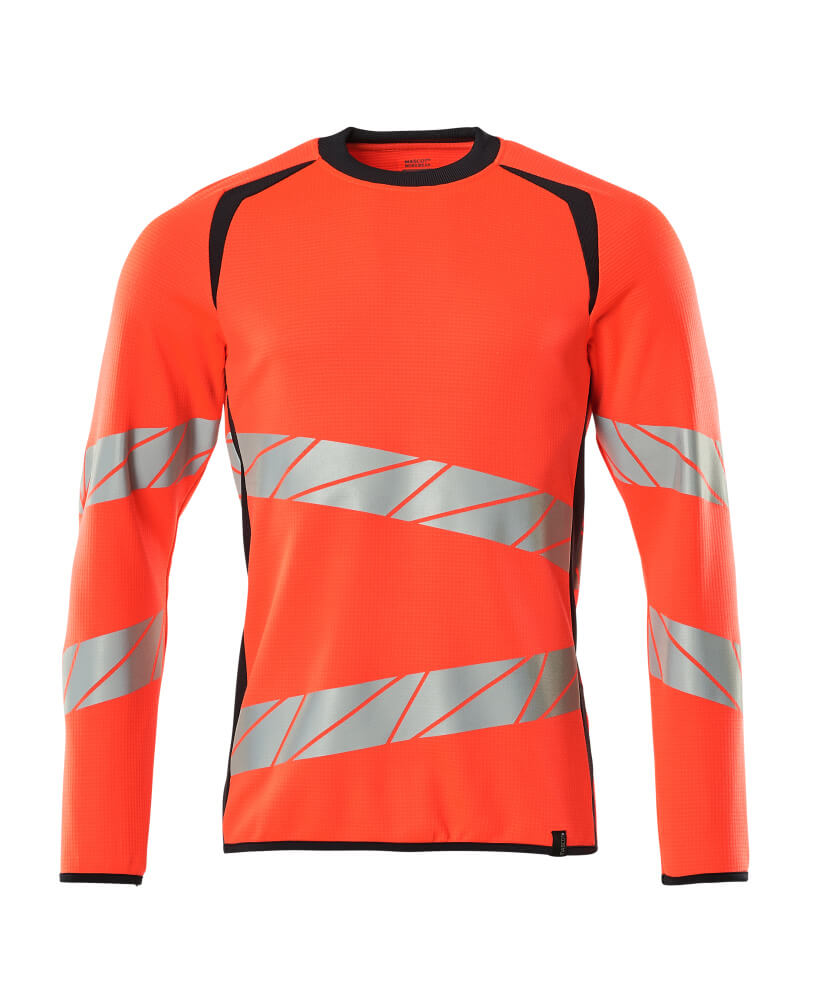 MASCOT® ACCELERATE SAFE Sweatshirt in hi-vis Rot/Dunkelanthrazit, langarm, mit reflektierenden Streifen für erhöhte Sichtbarkeit und Arbeitssicherheit