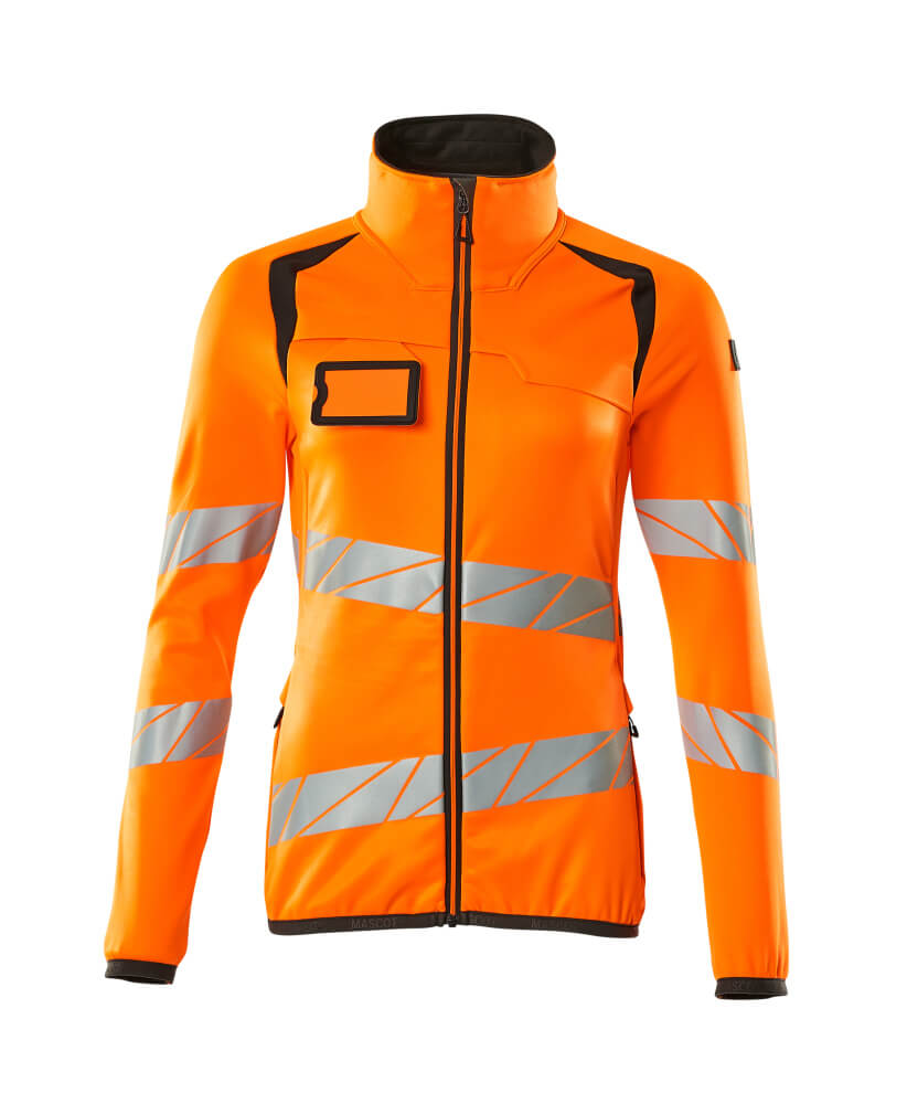 MASCOT® ACCELERATE SAFE Fleecejacke in Damenpassform, zweifarbig Hi-Vis Orange/Dunkelanthrazit, Größe 2XL mit reflektierenden Streifen für Warnschutz