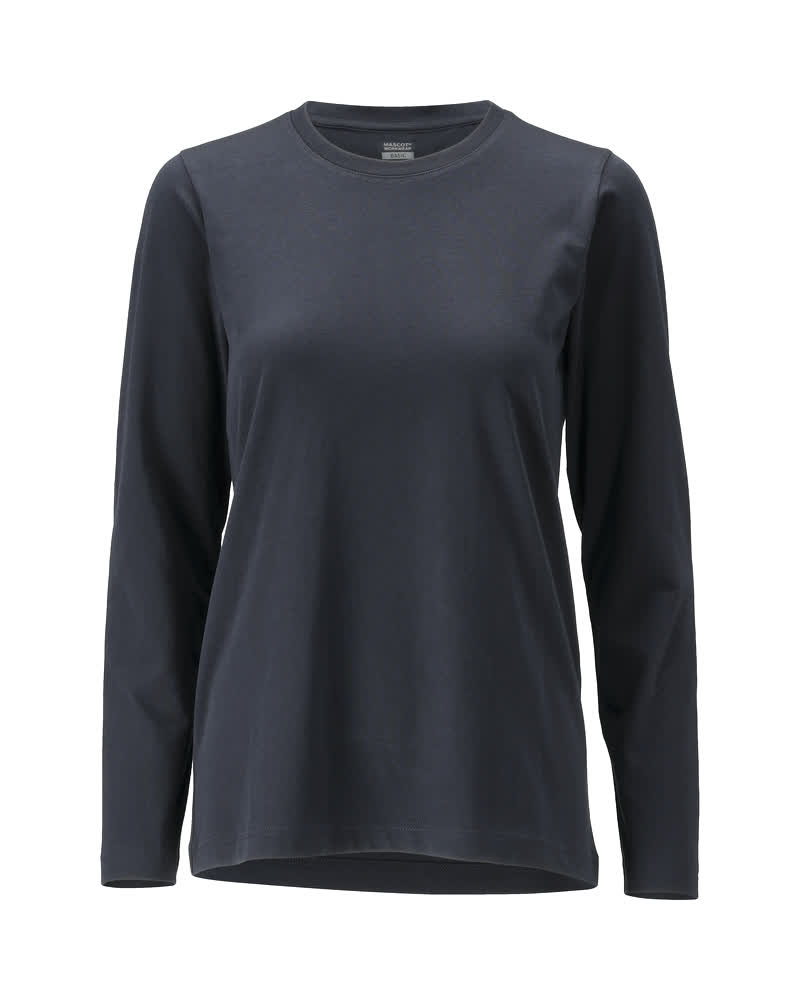 MASCOT® CROSSOVER Langarmshirt für Damen in Schwarzblau, tailliert geschnitten, aus 100% Baumwolle mit Rundhalsausschnitt und langen Ärmeln – Arbeitsbekleidung in Größe 2XLONE