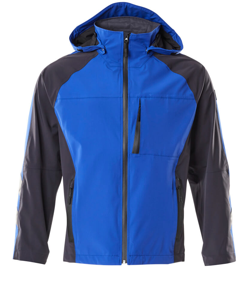 MASCOT® UNIQUE Hardshelljacke in Kornblau/Schwarzblau, wasserdichte Winter-Arbeitsjacke mit Kapuze in Größe 2XL