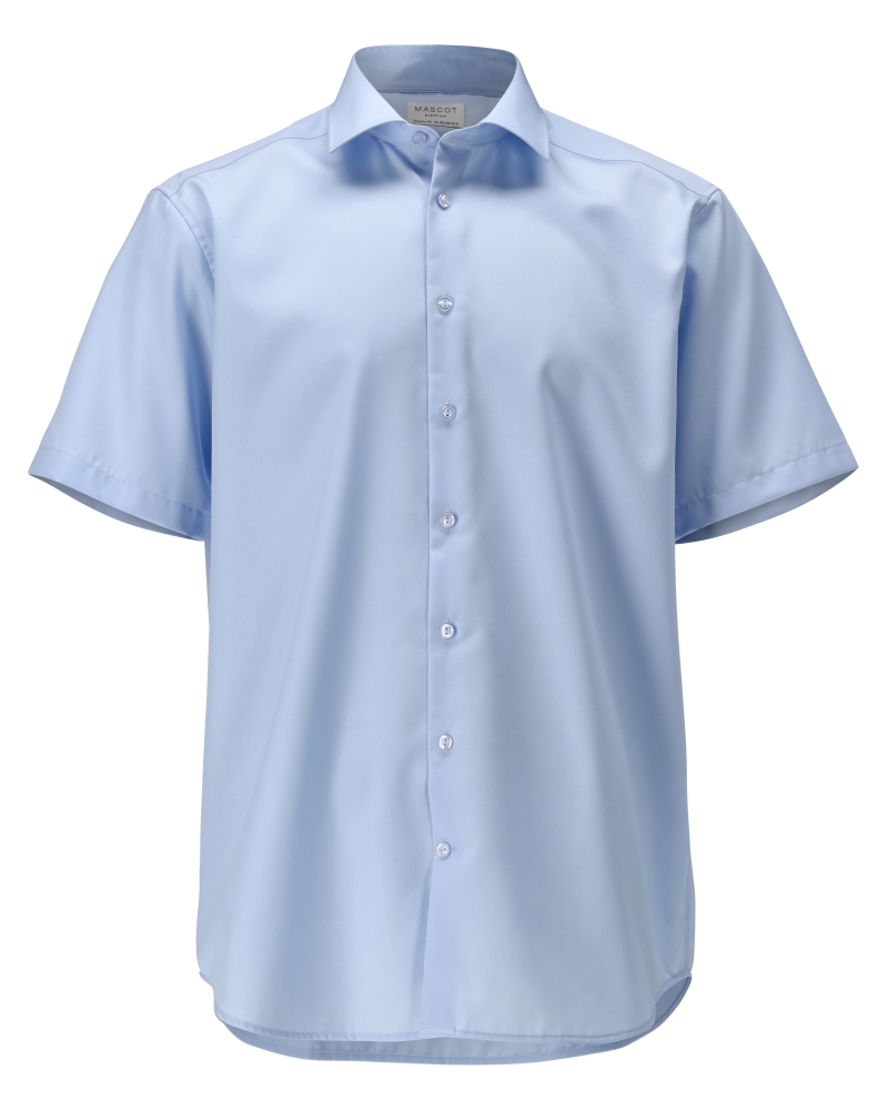 Hellblaues MASCOT® FRONTLINE Kurzarm-Hemd Corporate Casual in Größe 39-40 mit klassischem Kragen und Knopfleiste