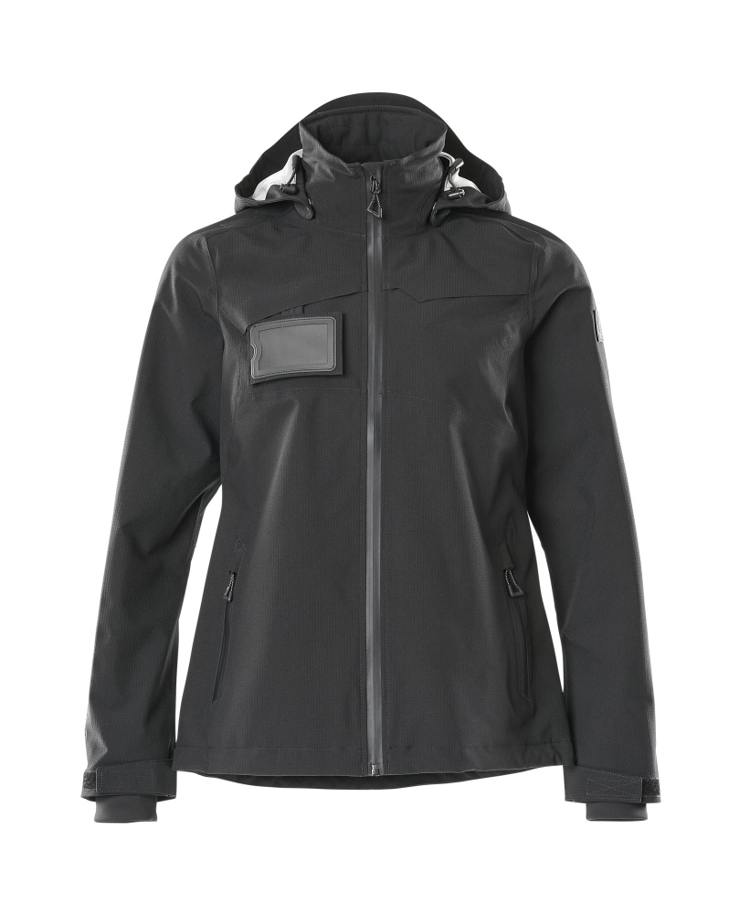Schwarze MASCOT® ACCELERATE Hardshelljacke in Damenpassform, Größe 2XL, wasserdichte Winterjacke mit Kapuze und Reißverschlusstaschen