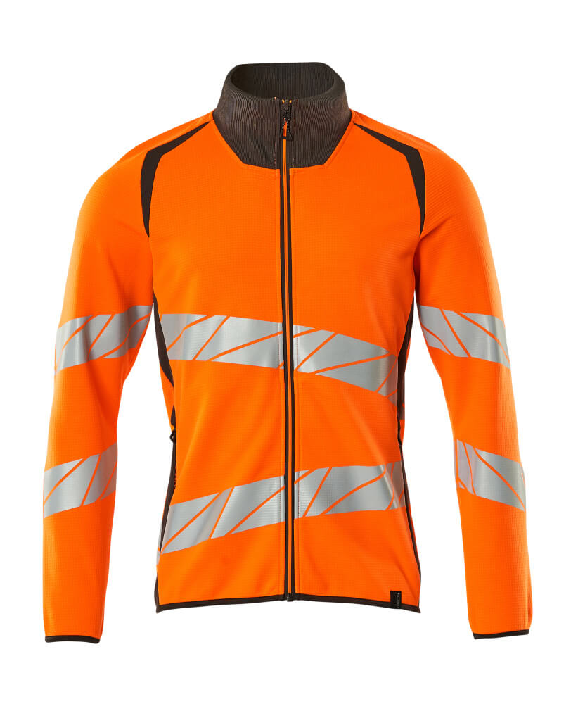MASCOT® ACCELERATE SAFE Sweatshirt mit Reißverschluss in Hi-vis Orange/Dunkelanthrazit, zweifarbige Warnschutzbekleidung mit reflektierenden Streifen, Größe 2XL