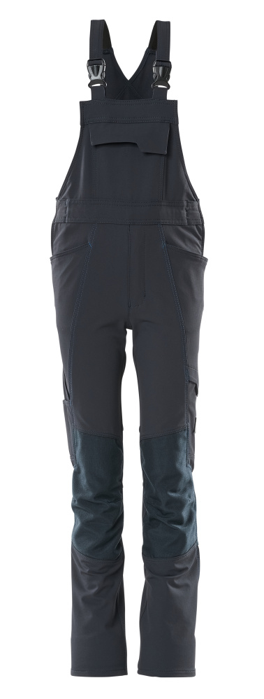 Schwarzblaue MASCOT® ACCELERATE Latzhose für Kinder mit elastischem 4-Wege-Stretch, verstellbaren Trägern, CORDURA®-Knieverstärkung, ergonomischen Beinen und wasserabweisendem Finish in Größe 104