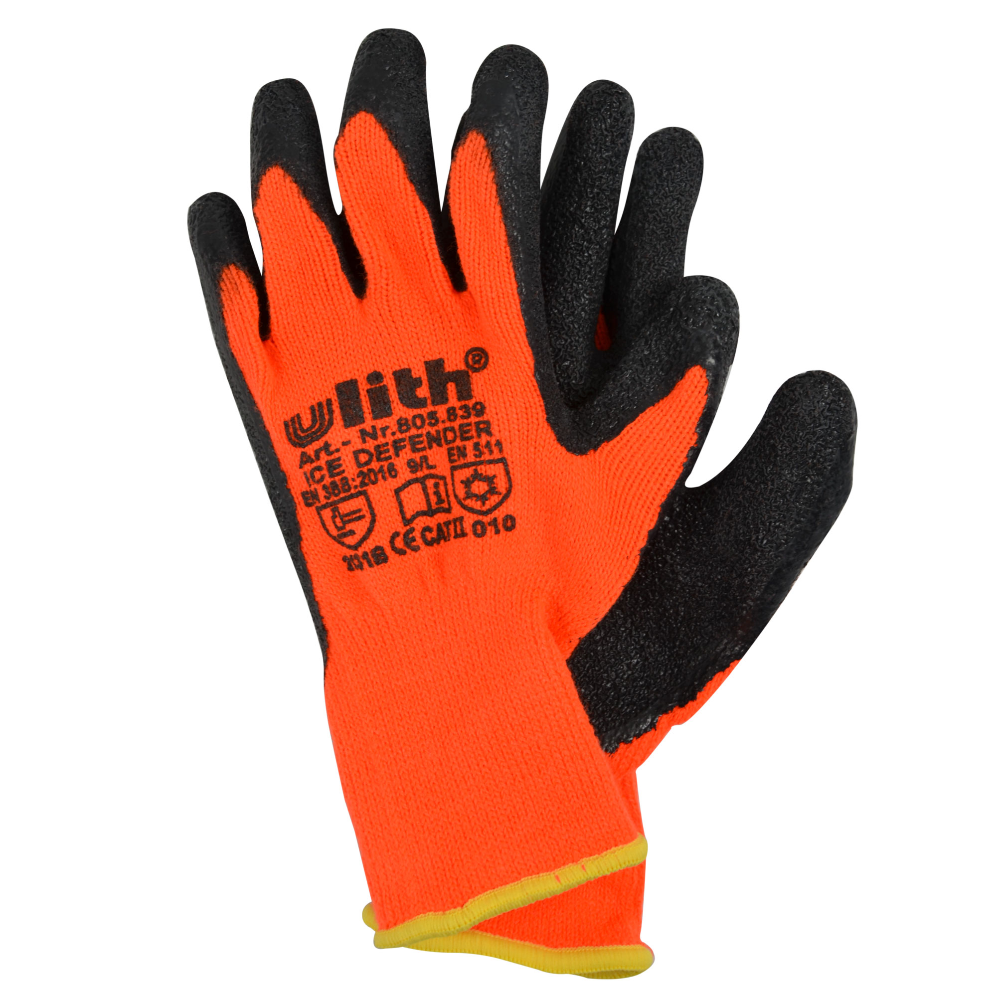 Winter Arbeitshandschuh neonorange mit Latex Größe 9