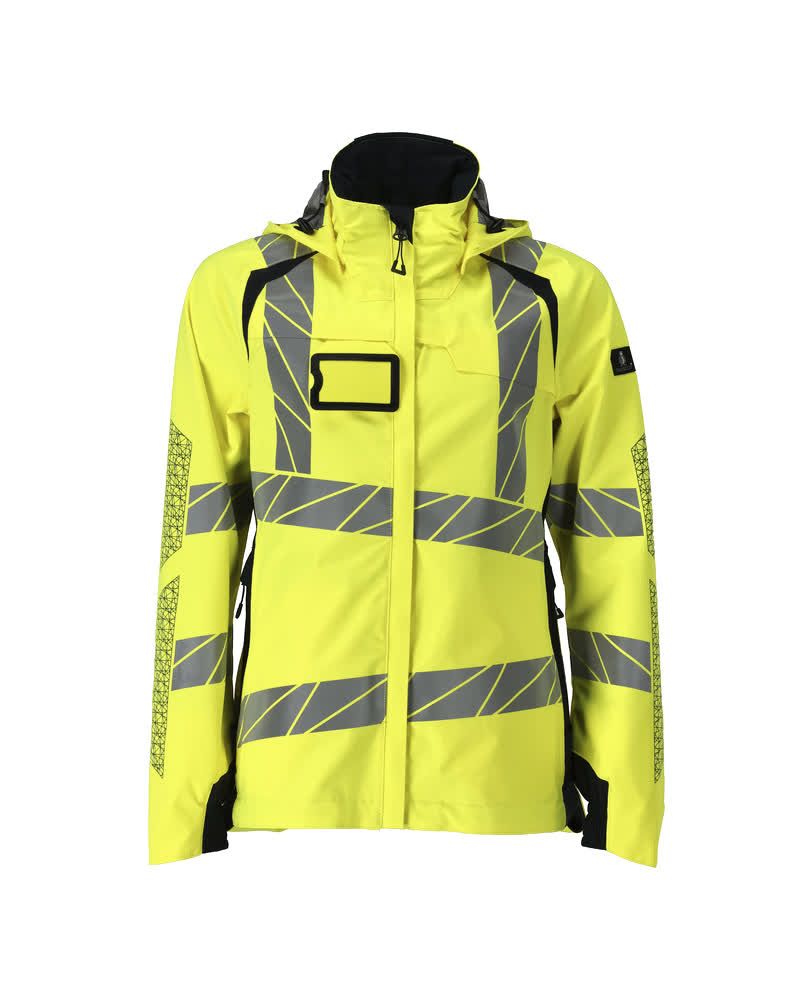 MASCOT® ACCELERATE SAFE Winterjacke in Damenpassform, zweifarbig Hi-Vis Gelb/Dunkelpetroleum, Größe 4XL mit reflektierenden Streifen für hohe Sichtbarkeit im Winter