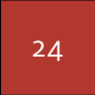 Rotes Icon in quadratischer Form mit mittig platzierter weißer Zahl 24