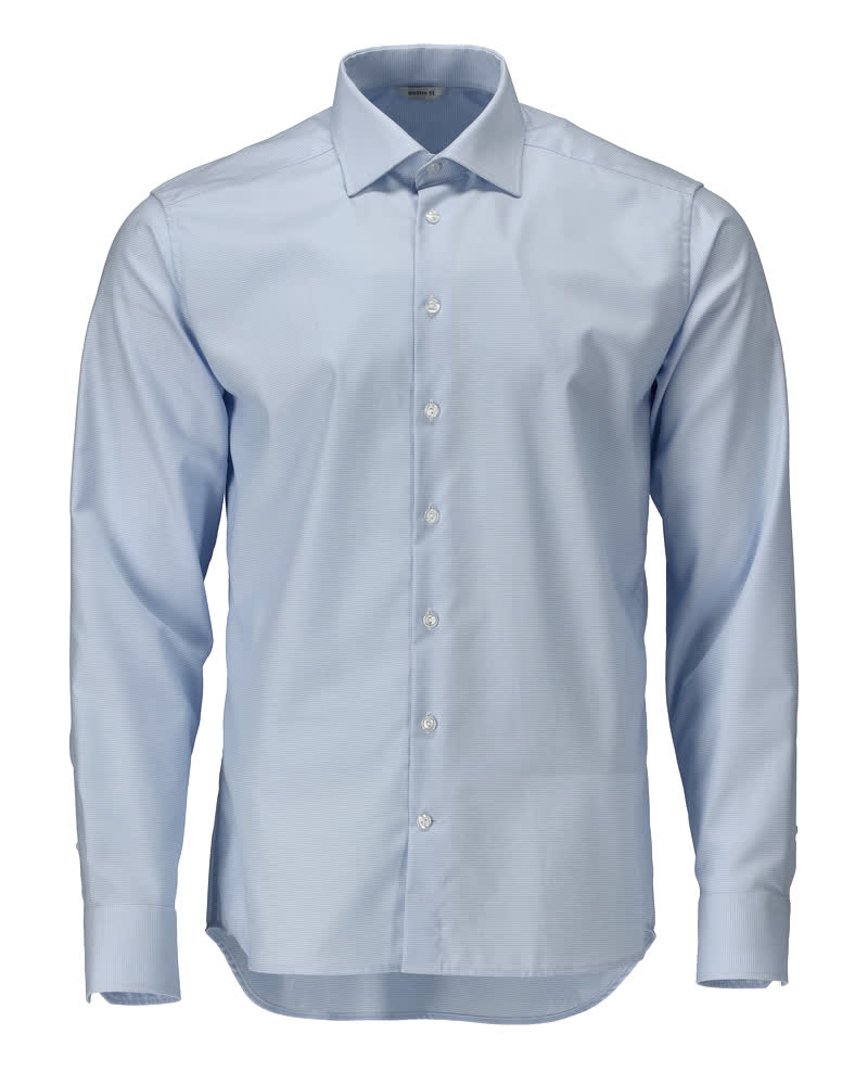 Hellblaues MASCOT® M by Mascot Businesshemd aus atmungsaktiver, bügelleichter Baumwolle mit Cutaway-Kragen, moderner Passform und langen Ärmeln
