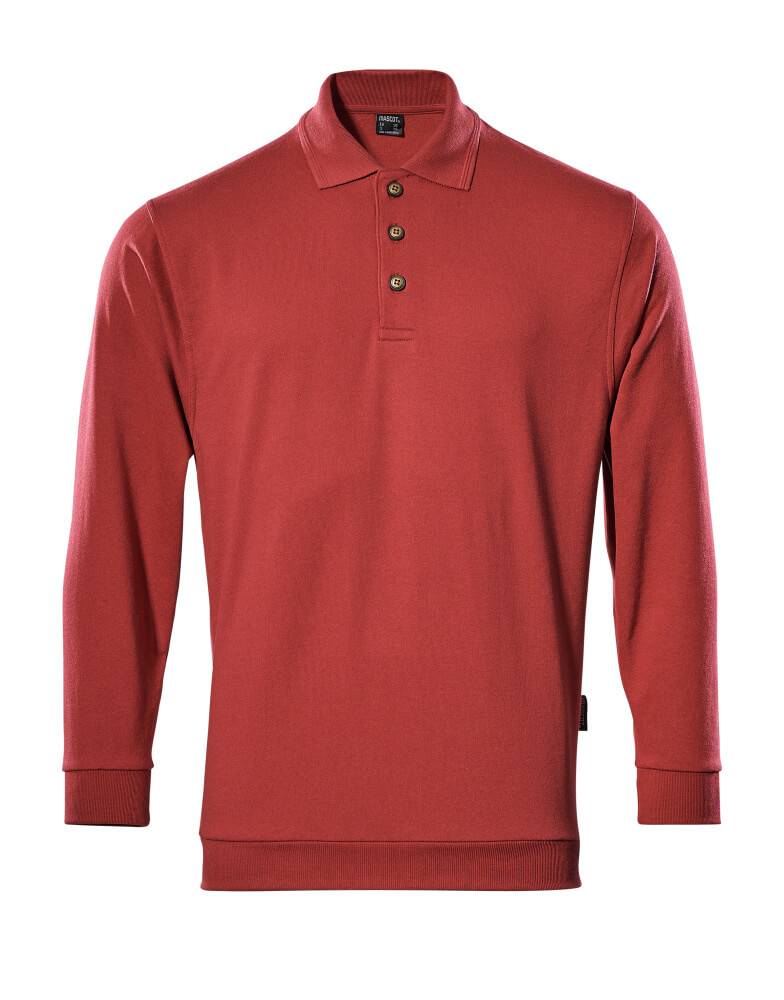 Rotes MASCOT® Trinidad CROSSOVER Polo-Sweatshirt mit langen Ärmeln, Knopfleiste und Kragen in Größe 2XL für professionelle Arbeitsbekleidung