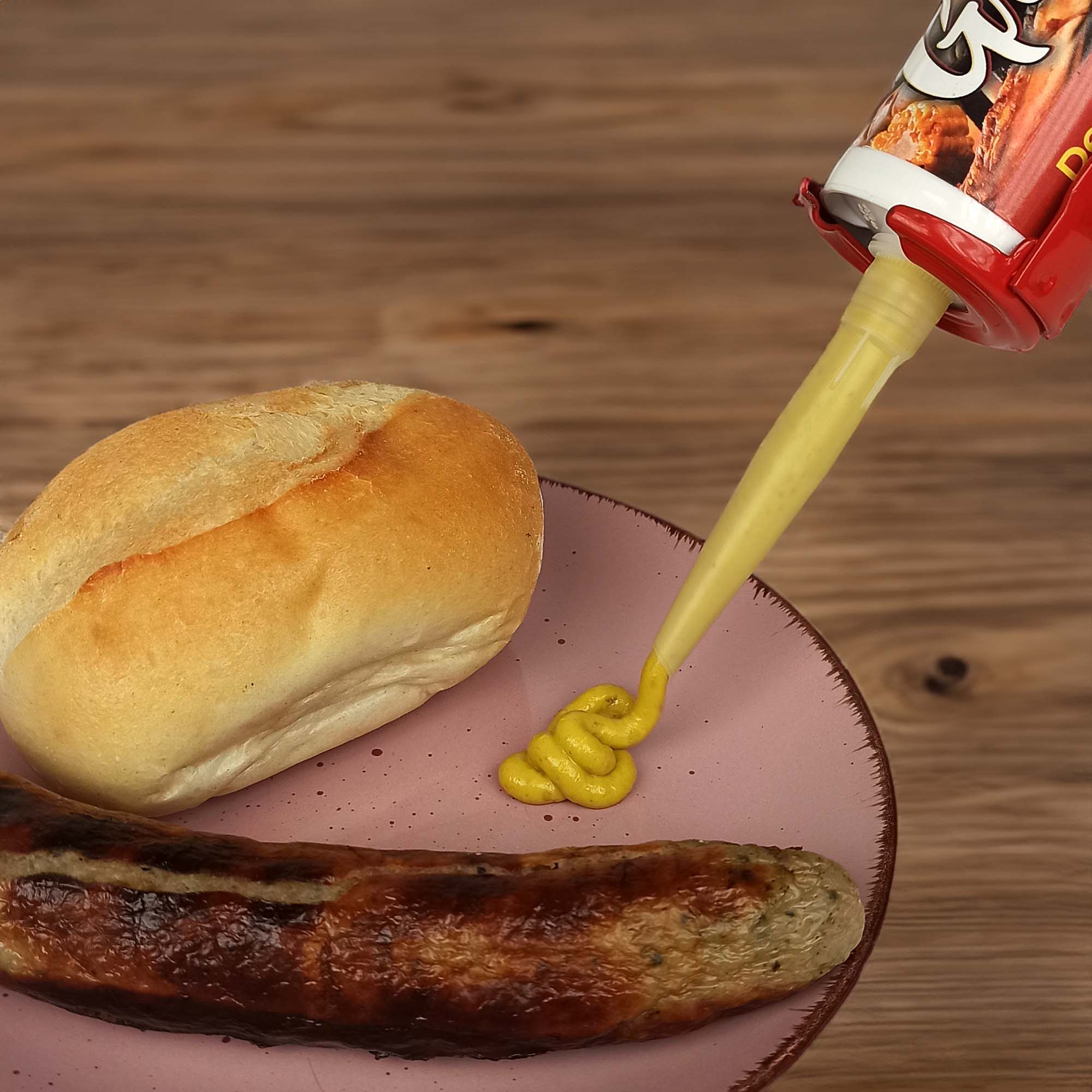 Grillikon Kartuschensenf 300 ml zu Bratwurst und Brötchen