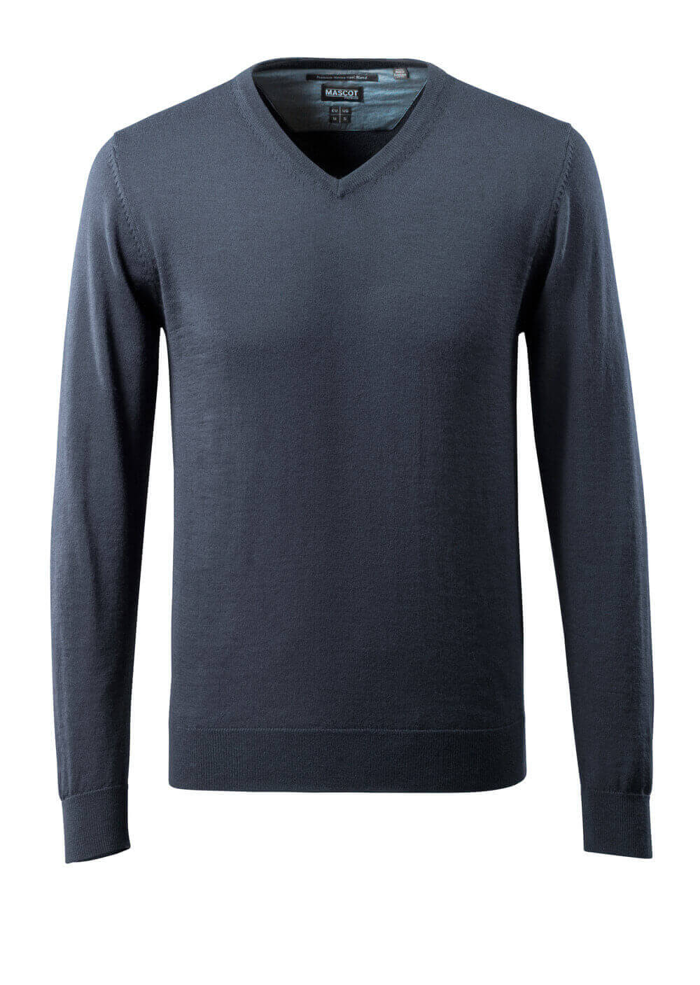 MASCOT® FRONTLINE Strickpullover in Schwarzblau, Größe 2XL, moderne eng anliegende Passform, V-Ausschnitt, Merinowoll-Mix, temperaturregulierend für Corporate Wear
