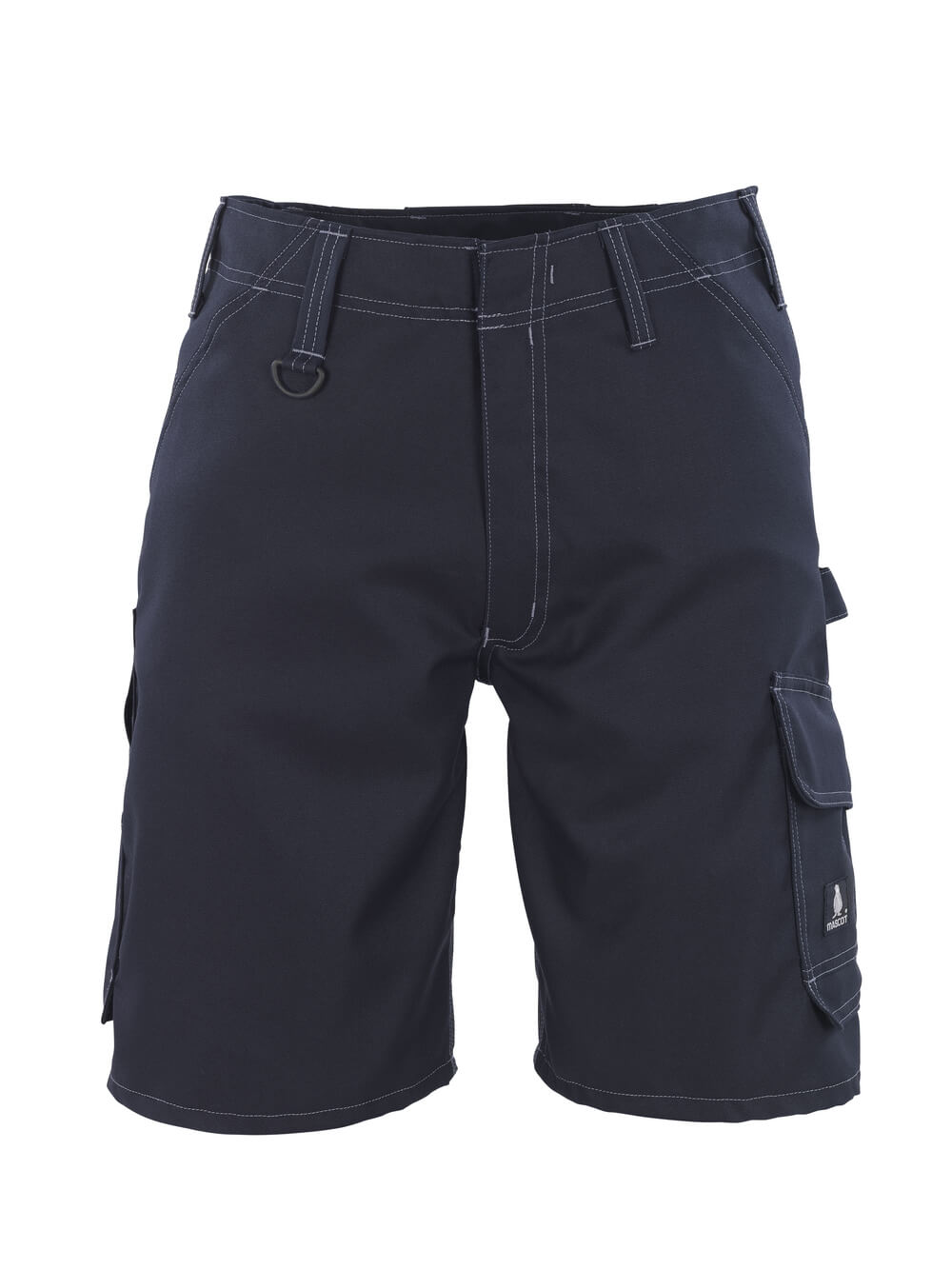 Vorderansicht der MASCOT® Charleston INDUSTRY Shorts aus robustem Canvas in Schwarz C66 mit praktischen Cargotaschen für Arbeit und Industrie