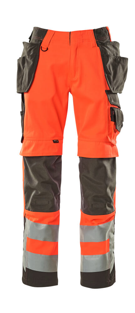 MASCOT® Wigan SAFE SUPREME Warnschutz-Hose mit Hängetaschen in Hi-Vis Orange/Dunkelanthrazit, zweifarbig, mit Reflexstreifen für hohe Sichtbarkeit im Arbeitseinsatz