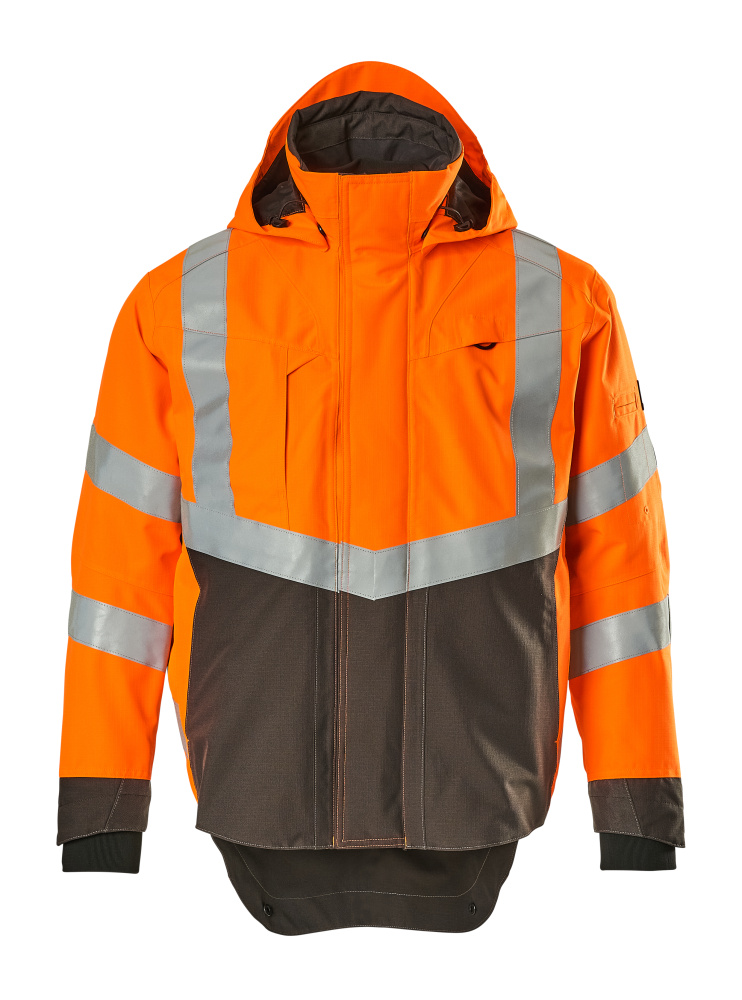 MASCOT® Harlow SAFE SUPREME Hardshelljacke, zweifarbige Winterwarnschutzjacke hi-vis Orange/Dunkelanthrazit 2XL mit Reflexstreifen vorne