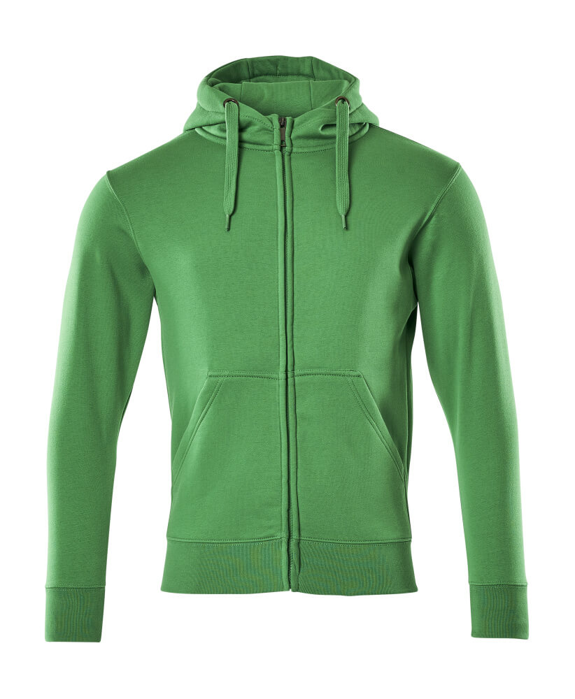 MASCOT® Gimont CROSSOVER Kapuzenpullover mit Reißverschluss, grüne Arbeitsbekleidung mit Kapuze und Kängurutaschen, Frontansicht