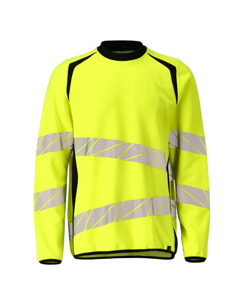 MASCOT® ACCELERATE SAFE Sweatshirt, zweifarbige Warnschutzbekleidung in Hi-Vis Gelb/Dunkelpetroleum mit reflektierenden Streifen, Größe 2XL